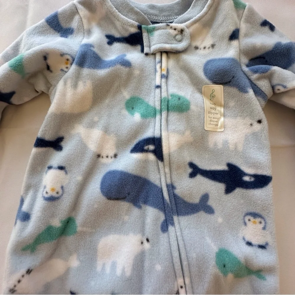 Lot of‎ 2 NWT Lullaby Lane fleece 2 way zipper footed sleeper infant 6-9 mo